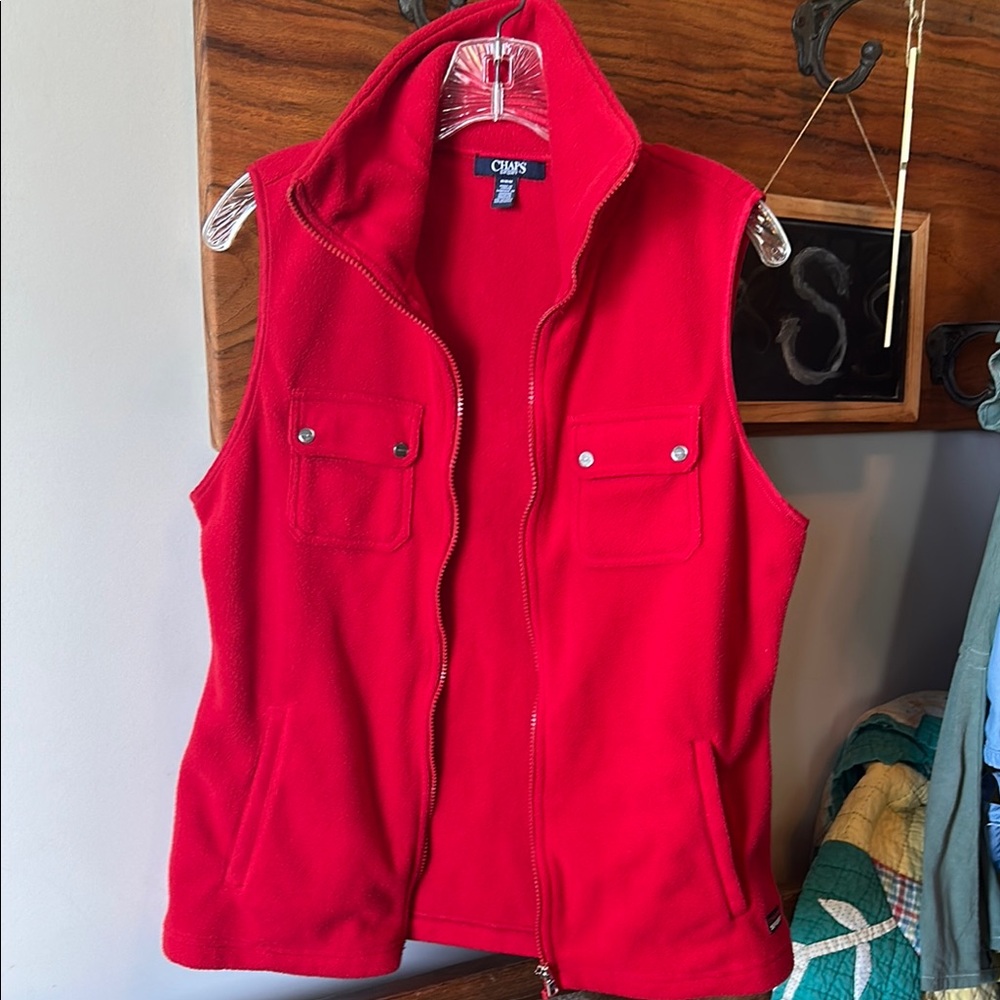 Chaps Bold Red Fleece Vest